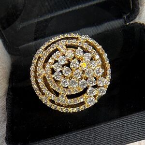 Serena Williams Gold Plated Clear Crystal Round Dome Cocktail Ring Size 8.5